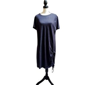 Wavvy Women's Charcoal Grey Cotton Stretch Dress With Drawstring Hem Size XL